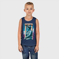 Майка детская хлопок Античный персонаж на фоне колонн, цвет: тёмно-синий — фото 2