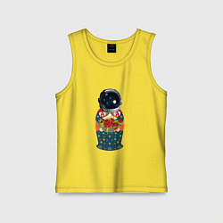 Майка детская хлопок Матрёшка космонавт, цвет: желтый