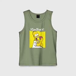 Майка детская хлопок Гомер с пончиком, цвет: авокадо