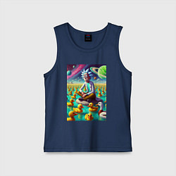 Майка детская хлопок Рик Санчес медитирует на утиной планете - нейроарт, цвет: тёмно-синий