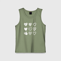 Майка детская хлопок Hearts love hand draw, цвет: авокадо