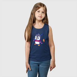 Майка детская хлопок Пингвин рыбак, цвет: тёмно-синий — фото 2