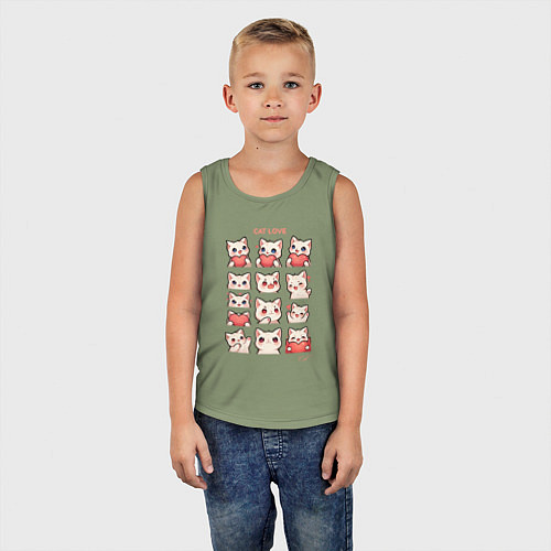 Детская майка Котики влюблённые и сердечки / Авокадо – фото 5