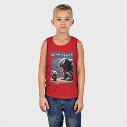 Майка детская хлопок Мультяшные Веном и котёнок - мем, цвет: красный — фото 2