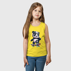 Майка детская хлопок Cool panda on a skateboard - extreme, цвет: желтый — фото 2