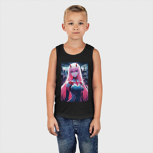 Детская майка Darling in the Franxx - zero two - ai art / Черный – фото 5