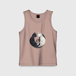 Майка детская хлопок Инь-ян кошки, цвет: пыльно-розовый