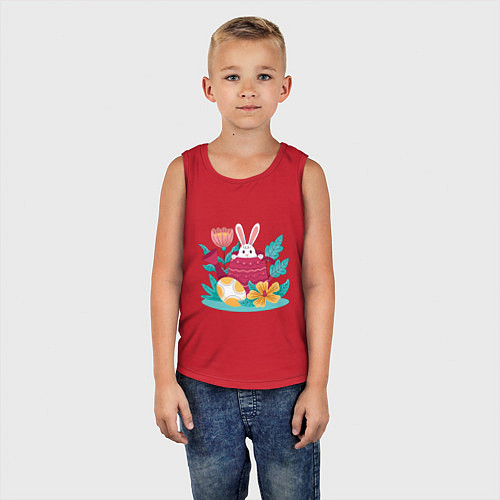 Детская майка Пасхальный кролик в лейке / Красный – фото 5