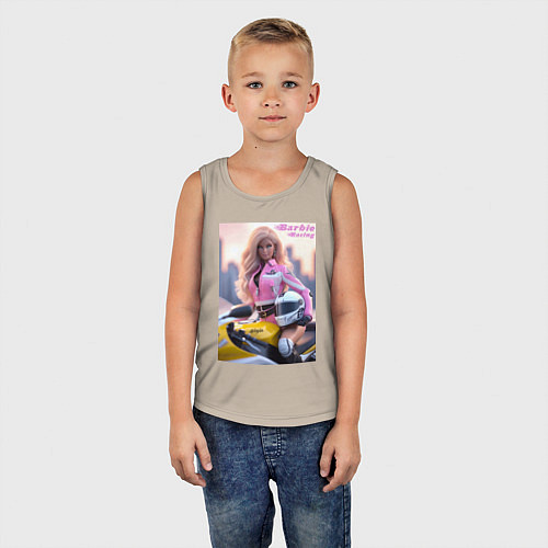 Детская майка Barbie racing - Kawasaki Ninja / Миндальный – фото 5