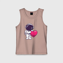 Майка детская хлопок Космонавт и сердечко, цвет: пыльно-розовый