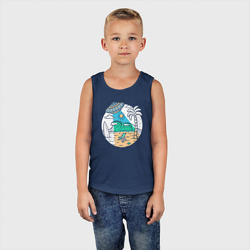 Детская майка Летающая тарелка на пляже / Тёмно-синий – фото 5
