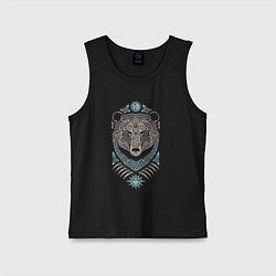 Майка детская хлопок Медведь тотем, цвет: черный