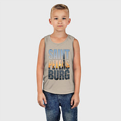 Майка детская хлопок Санкт-Петербург Лахта центр, цвет: миндальный — фото 2