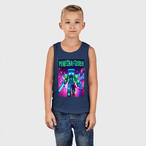 Детская майка Minecraft 2099 - neon glow fantasy / Тёмно-синий – фото 5