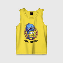 Майка детская хлопок Мардж Симпсон на фоне пиццы - панк жив, цвет: желтый