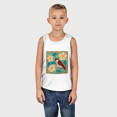 Детская майка Воробей на ветке яблони / Белый – фото 5
