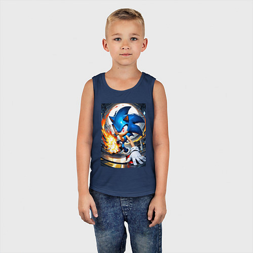 Детская майка Соник супер удар / Тёмно-синий – фото 5