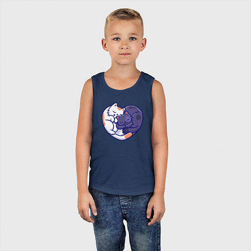 Детская майка Сердечные котики / Тёмно-синий – фото 5