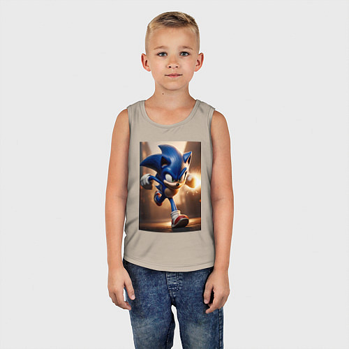 Детская майка Бегущий Соник / Миндальный – фото 5