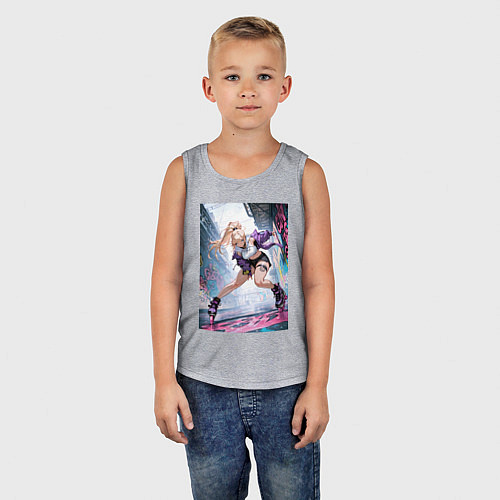 Детская майка Девушка на роликах исполняет трюки / Меланж – фото 5