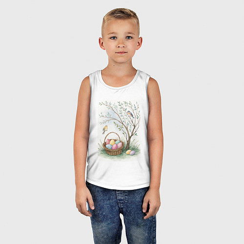 Детская майка Пасхальная открытка, акварель / Белый – фото 5