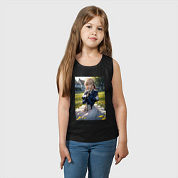 Майка детская хлопок Вайолет Эвергарден на лугу, цвет: черный — фото 2