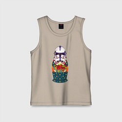 Майка детская хлопок Матрешка в шлеме штурмовика звездные войны, цвет: миндальный