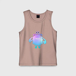 Майка детская хлопок Monster cartoon blue purple, цвет: пыльно-розовый