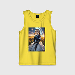 Майка детская хлопок Вайолет Эвергарден на поле, цвет: желтый