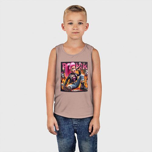 Детская майка Barbie singer - punks not dead / Пыльно-розовый – фото 5