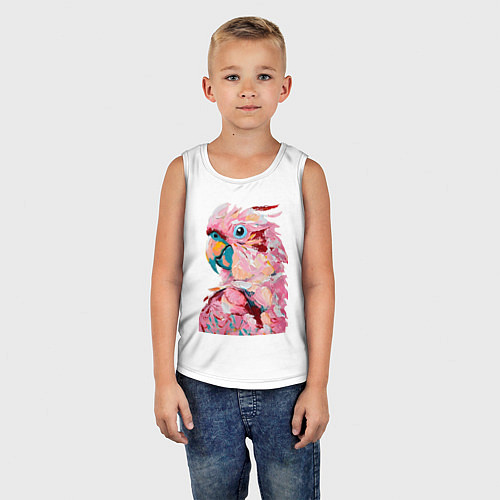 Детская майка Розовый попугай / Белый – фото 5