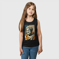 Майка детская хлопок Античная статуя в теплых тонах, цвет: черный — фото 2