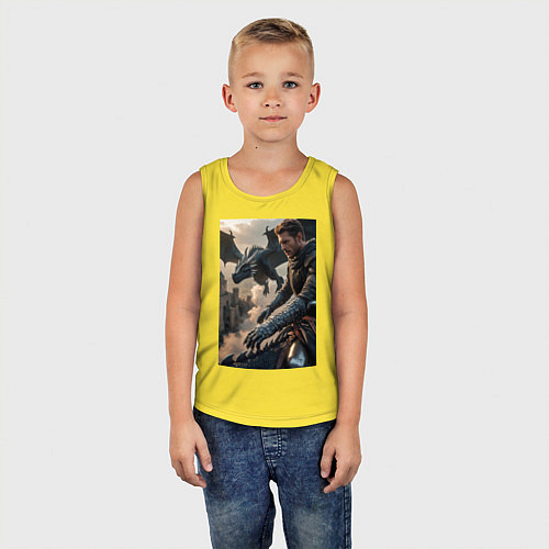 Детская майка Рыцарь летит на драконе / Желтый – фото 5
