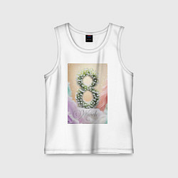 Майка детская хлопок Ландыши на 8 марта, цвет: белый