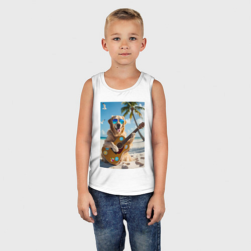 Детская майка Собака играет на гитаре / Белый – фото 5