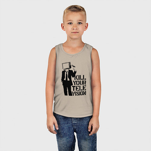 Детская майка Убей свой телевизор / Миндальный – фото 5