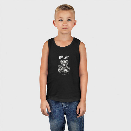 Детская майка Black white teddy / Черный – фото 5