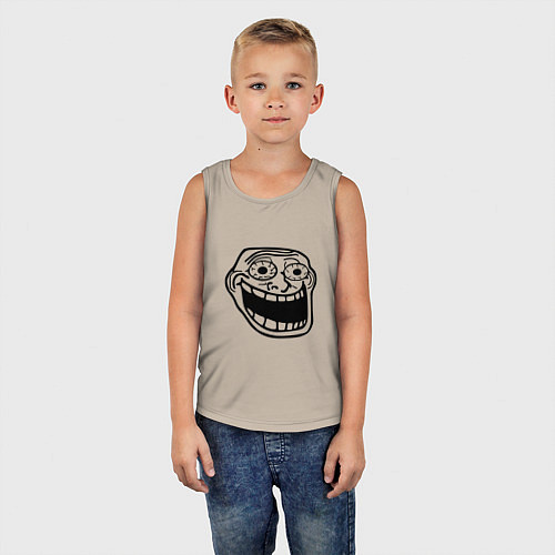 Детская майка Омега тролл фейс мем / Миндальный – фото 5