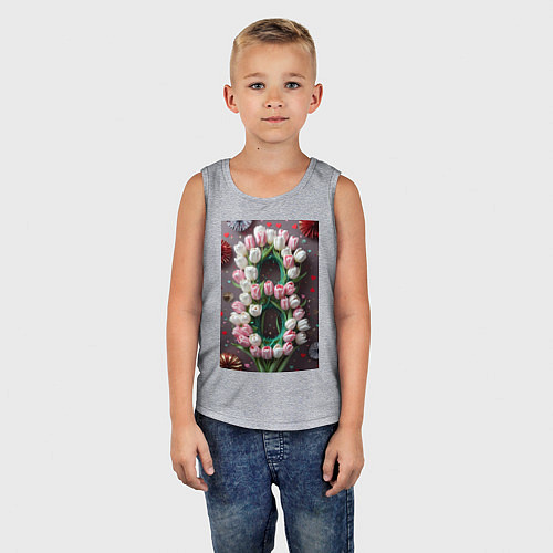 Детская майка Тюльпаны к празднику 8 марта / Меланж – фото 5