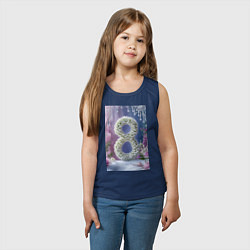 Майка детская хлопок Ландыши к 8 марта на снегу, цвет: тёмно-синий — фото 2