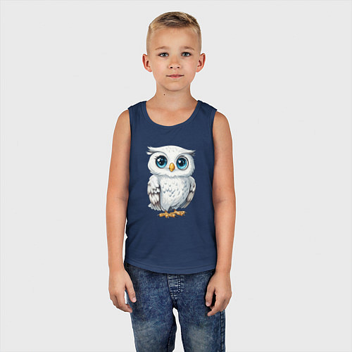 Детская майка Белая сова с голубыми глазами / Тёмно-синий – фото 5