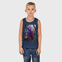 Майка детская хлопок Попугай из драгоценных камней, цвет: тёмно-синий — фото 2