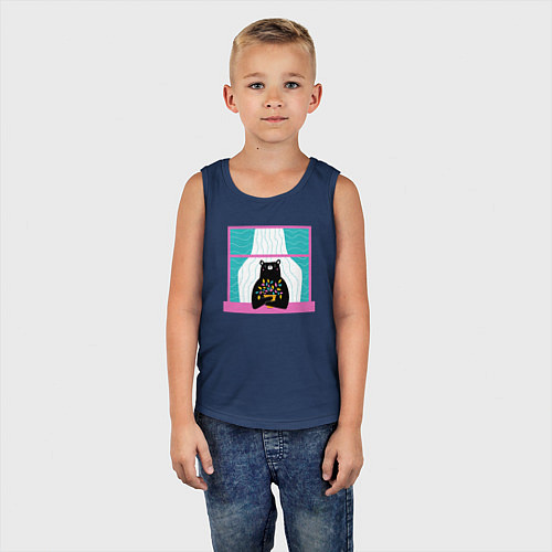 Детская майка Мишка в окошке / Тёмно-синий – фото 5