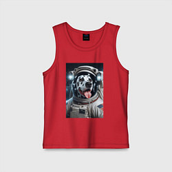 Майка детская хлопок Космонавт далматинец в скафандре - нейроарт, цвет: красный