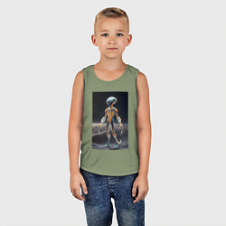 Майка детская хлопок Полупрозрачный инопланетянин, цвет: авокадо — фото 2