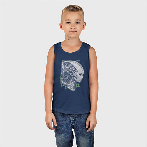 Детская майка Внеземная кибер-девушка / Тёмно-синий – фото 5