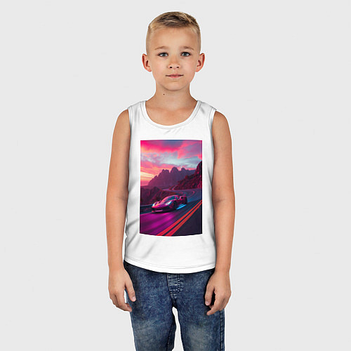 Детская майка Суперкар едет по серпантину / Белый – фото 5