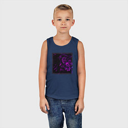 Майка детская хлопок Самурай неоновый киборг, цвет: тёмно-синий — фото 2