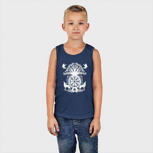 Детская майка Мистические спутники воина с символикой вегвизир / Тёмно-синий – фото 5