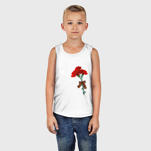 Детская майка Букет гвоздики и георгиевская лента / Белый – фото 5